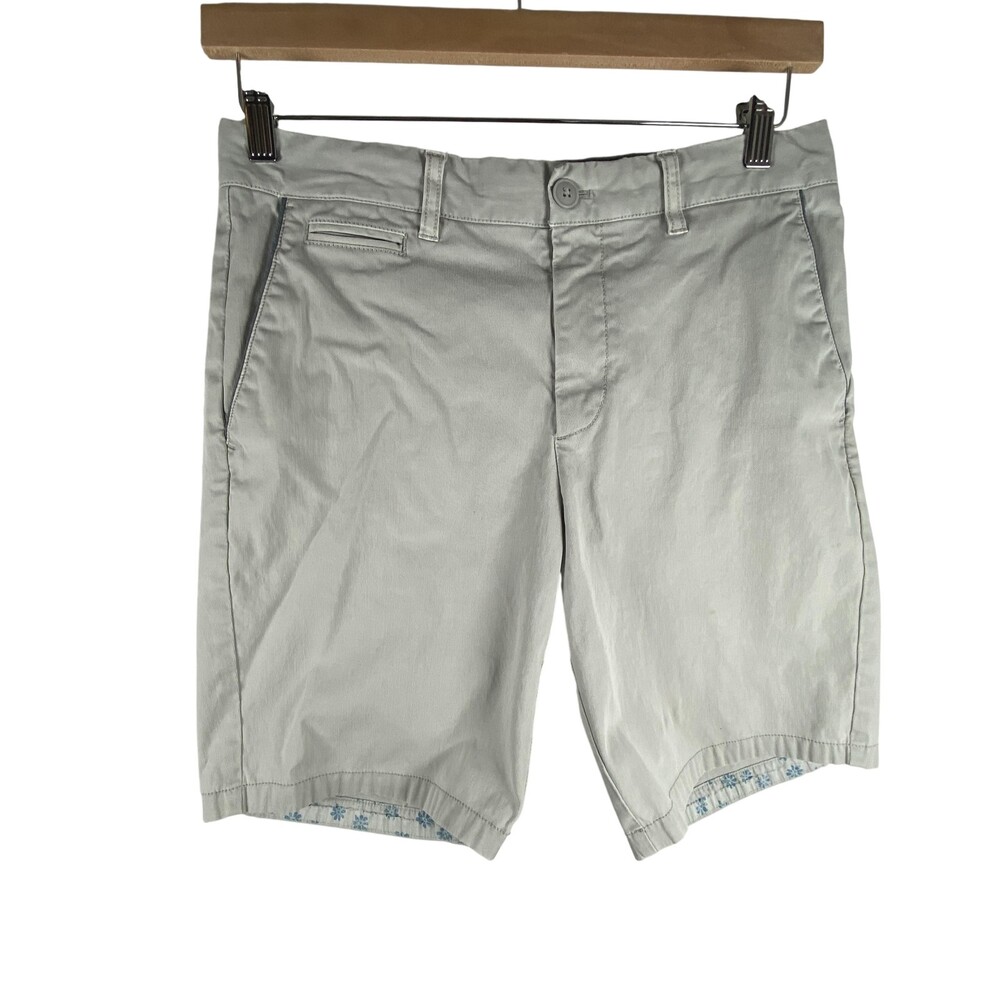 Johnnie-O Shorts Mens 32 Nimbus Gray Chino Stretch Casual Golf 9" JMSH1470